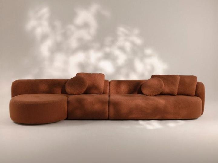 Sofá Líder DUAL terracota com chaise curva